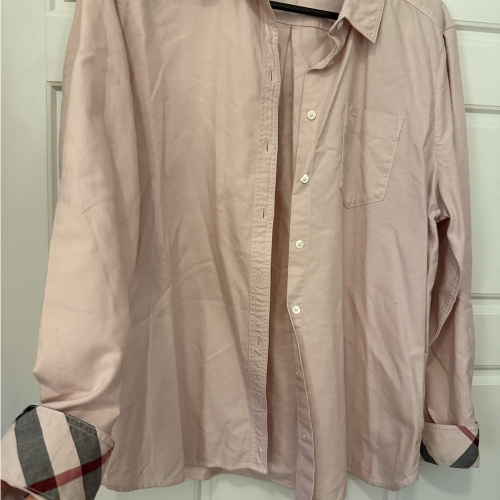Burberry Soft Pink Casual Button Down Shirt